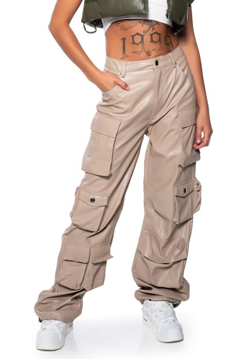 BASICALLY A MODEL PU CARGO PANT in black