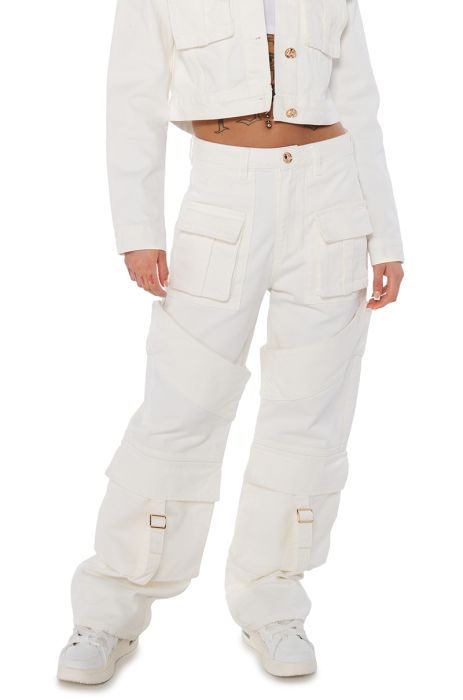 ELEVATED WHITE WASH DENIM UTILITY PANTS