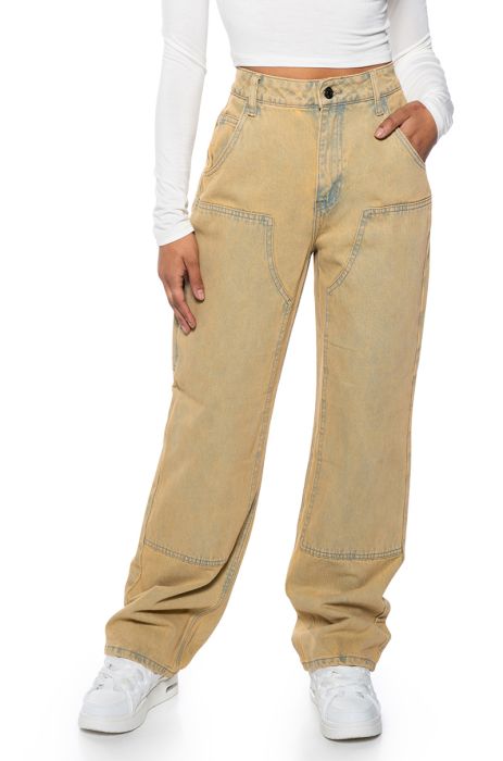 GOETHE MIXED WASH HIGH RISE DENIM IN BROWN