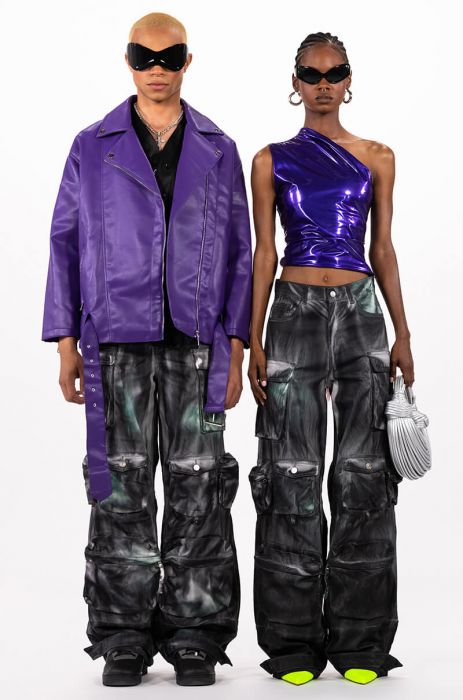 I AINT WORRIED DYED CARGO PANTS in grey multi