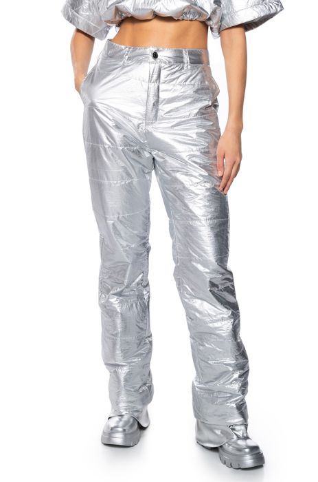 ICE ME OUT FLARED PUFFER PANT in silver