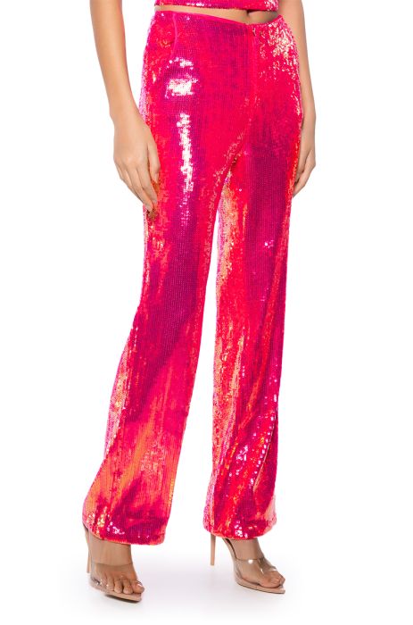 IRRESISTIBLE GIRL SEQUIN WIDE LEG PANT IN PINK