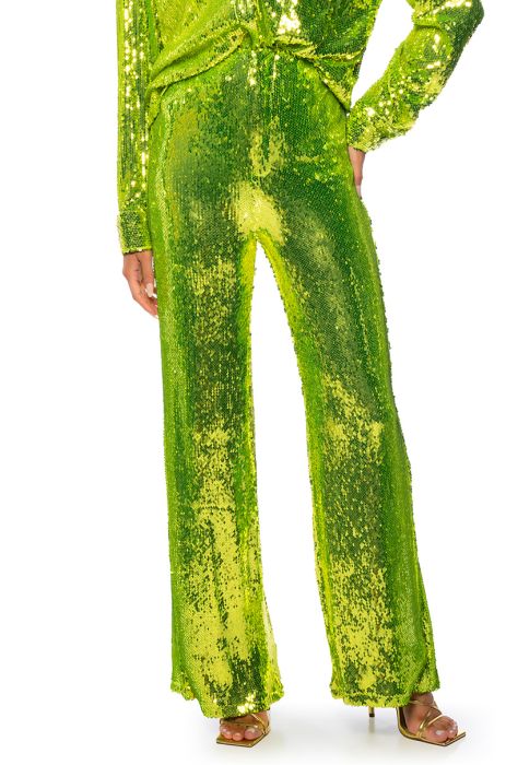 LIMEADE DREAMING SEQUIN TROUSER IN LIME