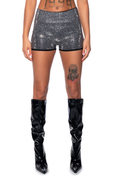LINE UP EMBELLISHED CLUB SHORTS IN BLACK SILVER