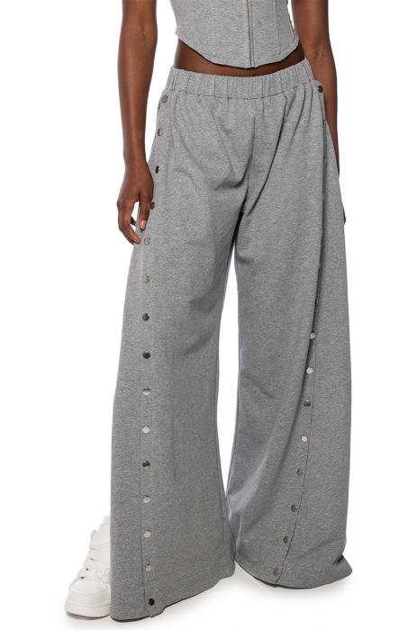 LONDYN SNAP SIDES SWEATPANT in heather grey