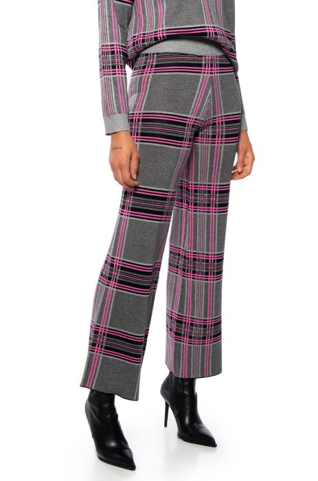 LOVER GIRL PLAID WIDE LEG KNIT PANT in grey multi