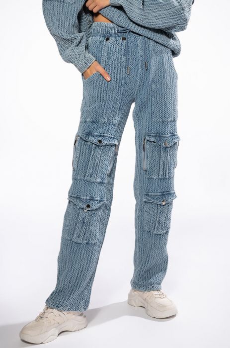 MONTE COZY KNIT POCKET DETAIL JOGGER in light blue