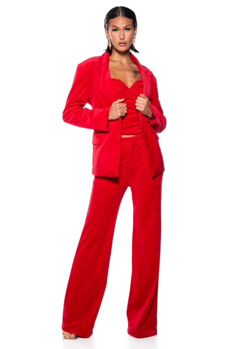 NIGHT MOVES VELVET CORSET IN RED