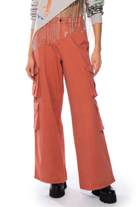 ON THE LOW ULTRA WIDE CARGO PANT in ORANGE
