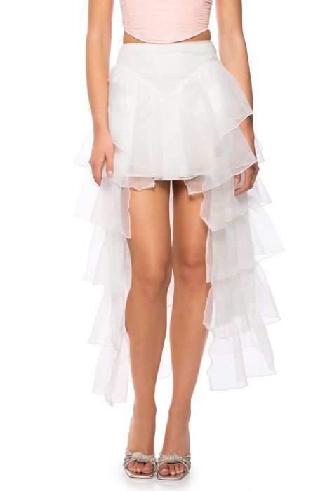 ONCE UPON A DREAM RUFFLE MAXI SKIRT IN WHITE