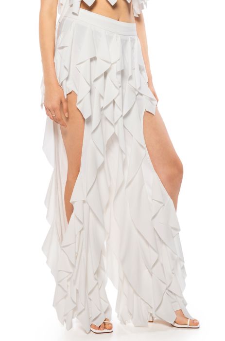SERENITY RUFFLED PANT IN WHITE
