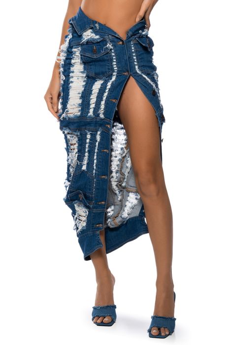 SET THE BAR DISTRESSED MIDI IN BLUE
