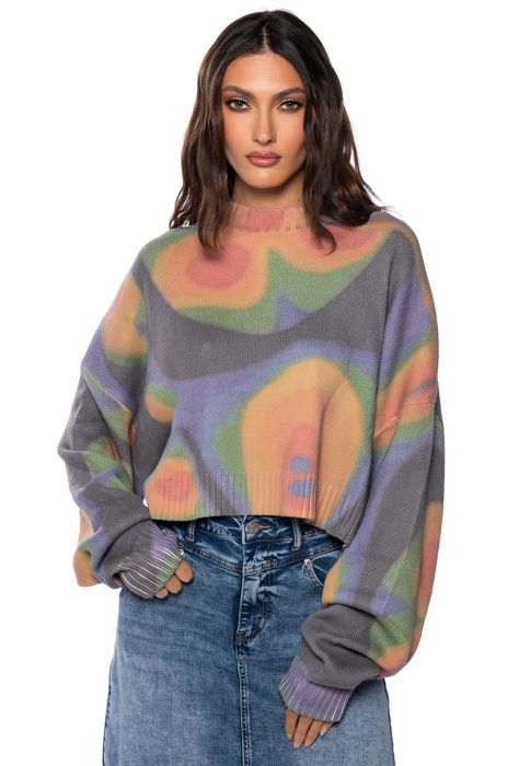 SPOTLESS MIND PULL OVER CROPPED SWEATER IN MULTI