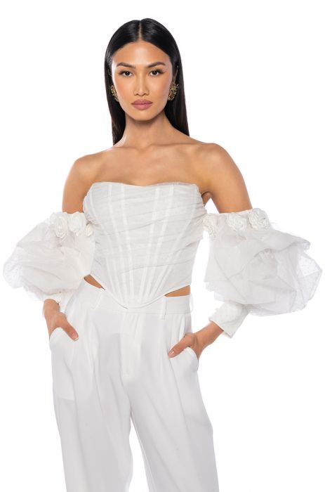 SWEETEST DAYDREAM CORSET TOP IN WHITE