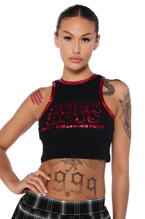 THE GIRLS NIGHT OUT TANK TOP IN BLACK