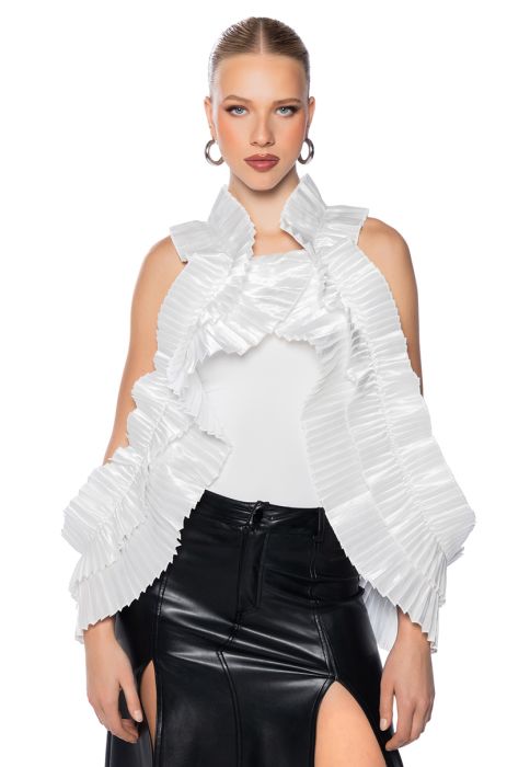 TOTALLY SOPHISTICATED TEXTURED SLEEVELESS BLOUSE IN WHITE