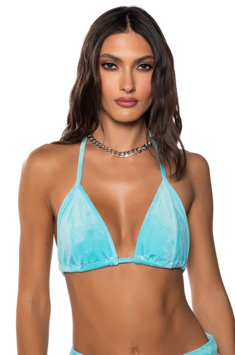 TYPICAL ATTITUDE BRALETTE AND ZIP UP HOODIE SET IN BLUE