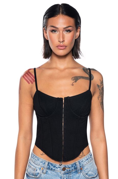 UNAPOLOGETIC KNIT CORSET TOP IN BLACK