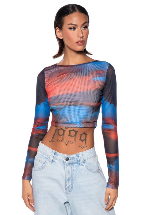 UNBREAKABLE LONG SLEEVE MESH TEE IN MULTI
